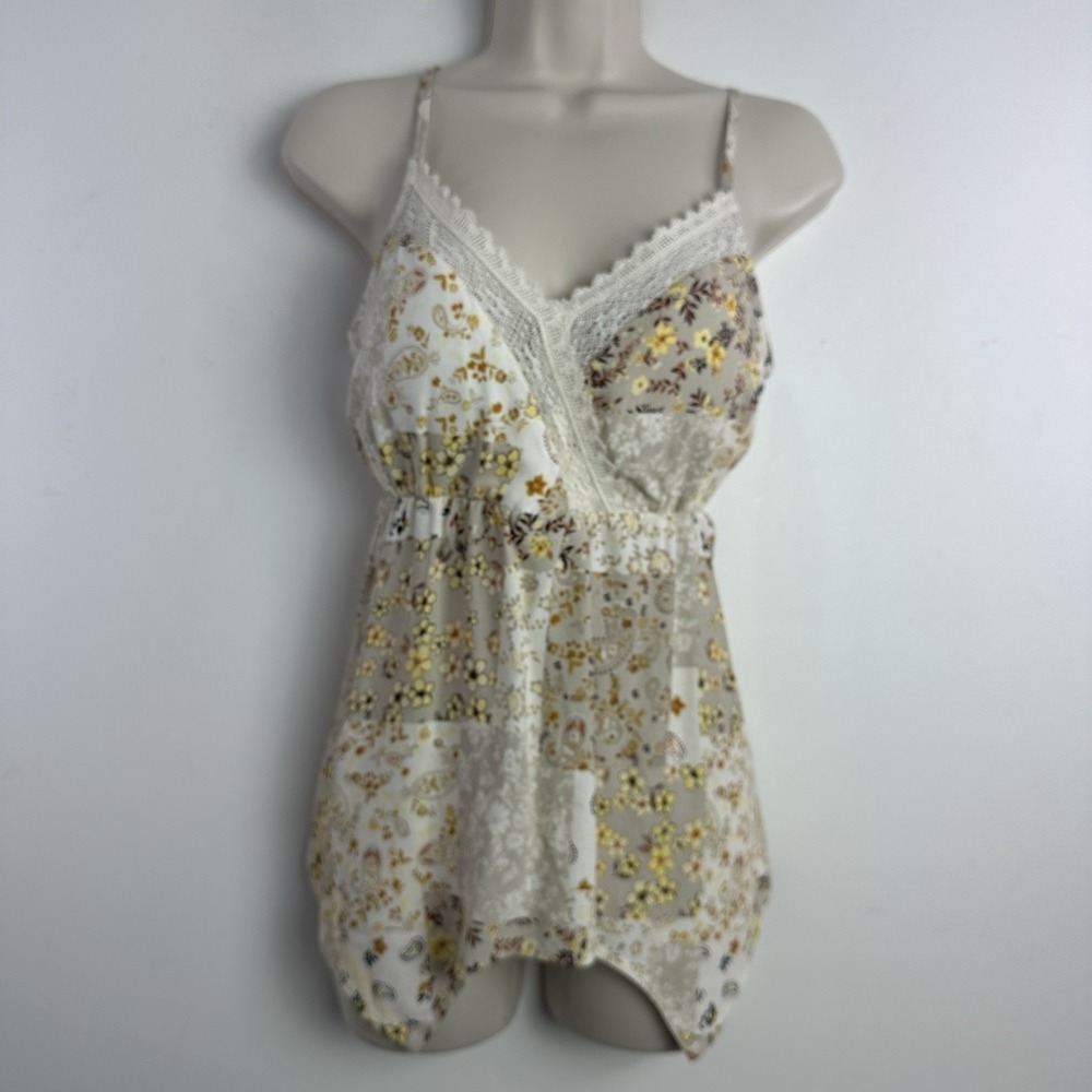 Y2K No Boundaries Smocked‎ Floral Babydoll Top Cottagecore  M Aystemtrical Fairy